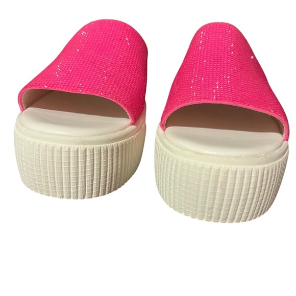 Jessica Simpson Ezira Open Toe Embellished Neon Pink Platform Sandal Size 6 - Picture 6 of 8